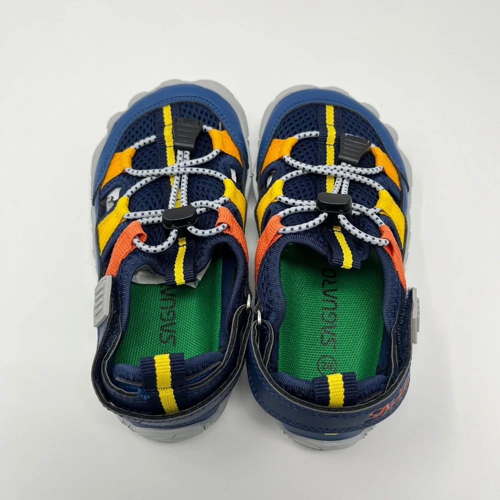 SAGUARO Kids Water Shoes Size 28 Blue Yellow Orange Mesh Sport Sandals
